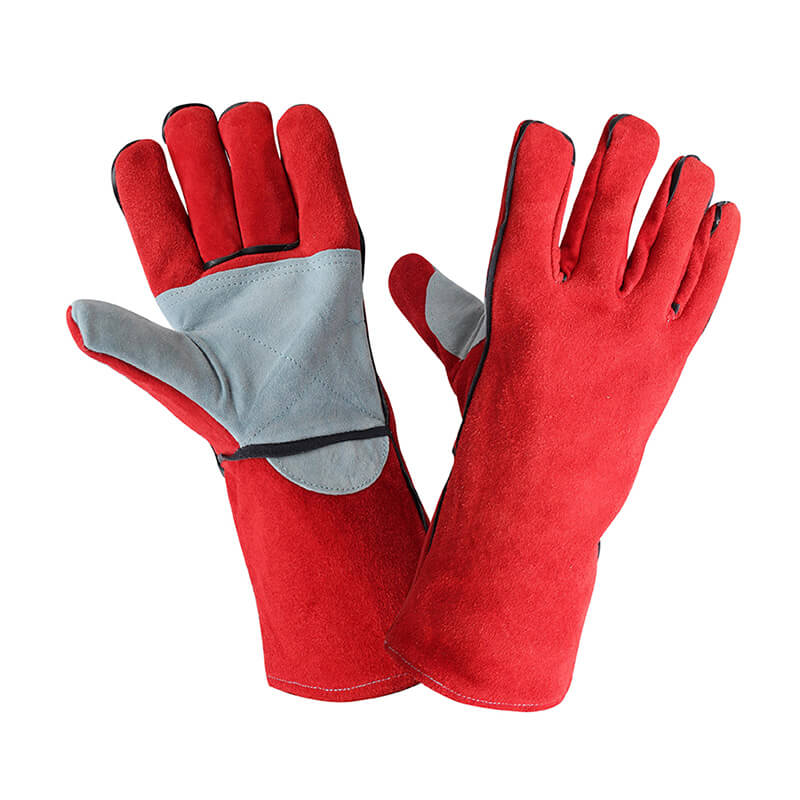 KN8187 Leather Hand Working Gloves with Palm & Thumb Reinforced Safety Welder Gloves